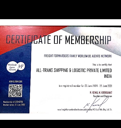 3F Membership, issued by Freight Forwarders Family (3F)